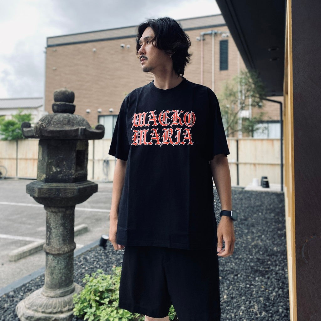 WASHED HEAVY WEIGHT CREW NECK T-SHIRT ( TYPE-11 ) #BLACK-RED [26SS-WMT-WT12]