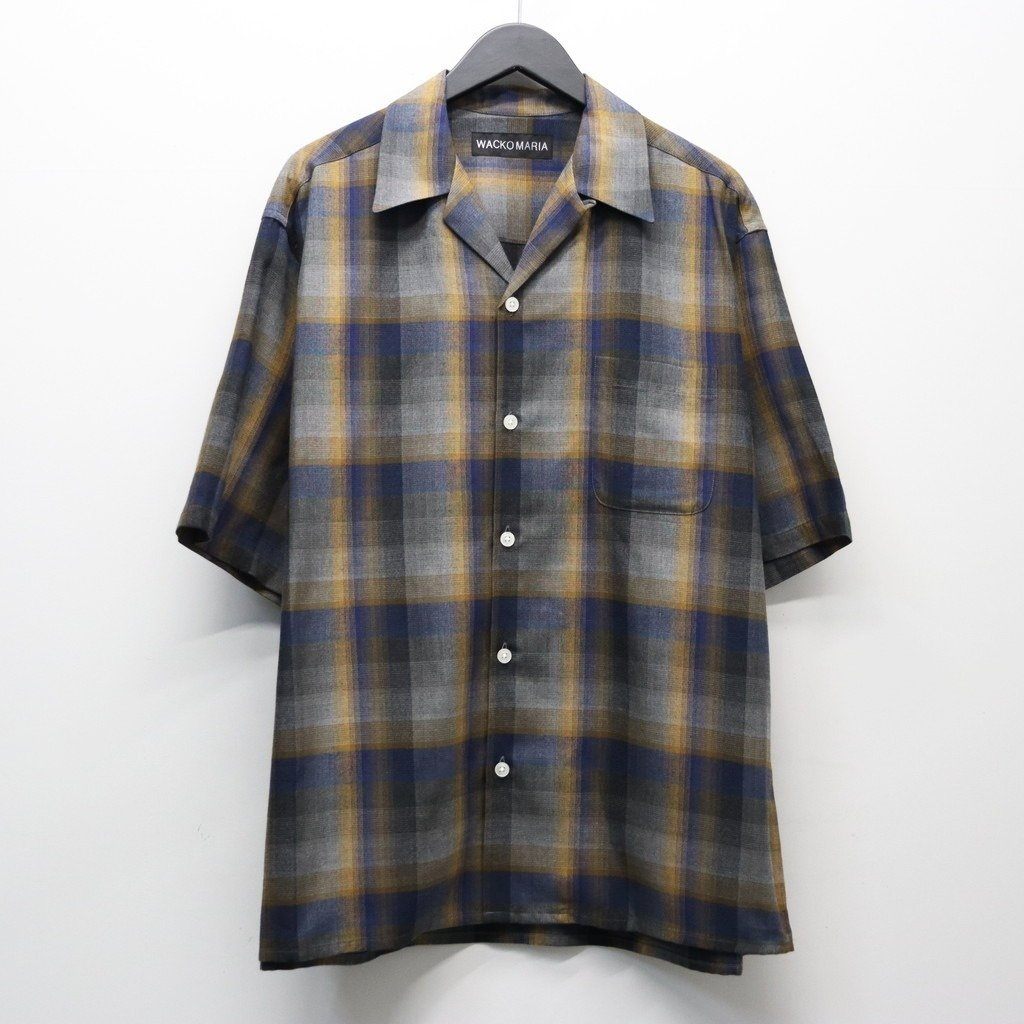 OMBRE CHECK OPEN COLLAR SHIRT S/S ( TYPE-1 ) #BLUE [26SS-WMS-OC09