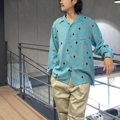 HAWAIIAN SHIRT L/S ( TYPE-3 ) #TURQUOISE [24FW-WMS-HI04]