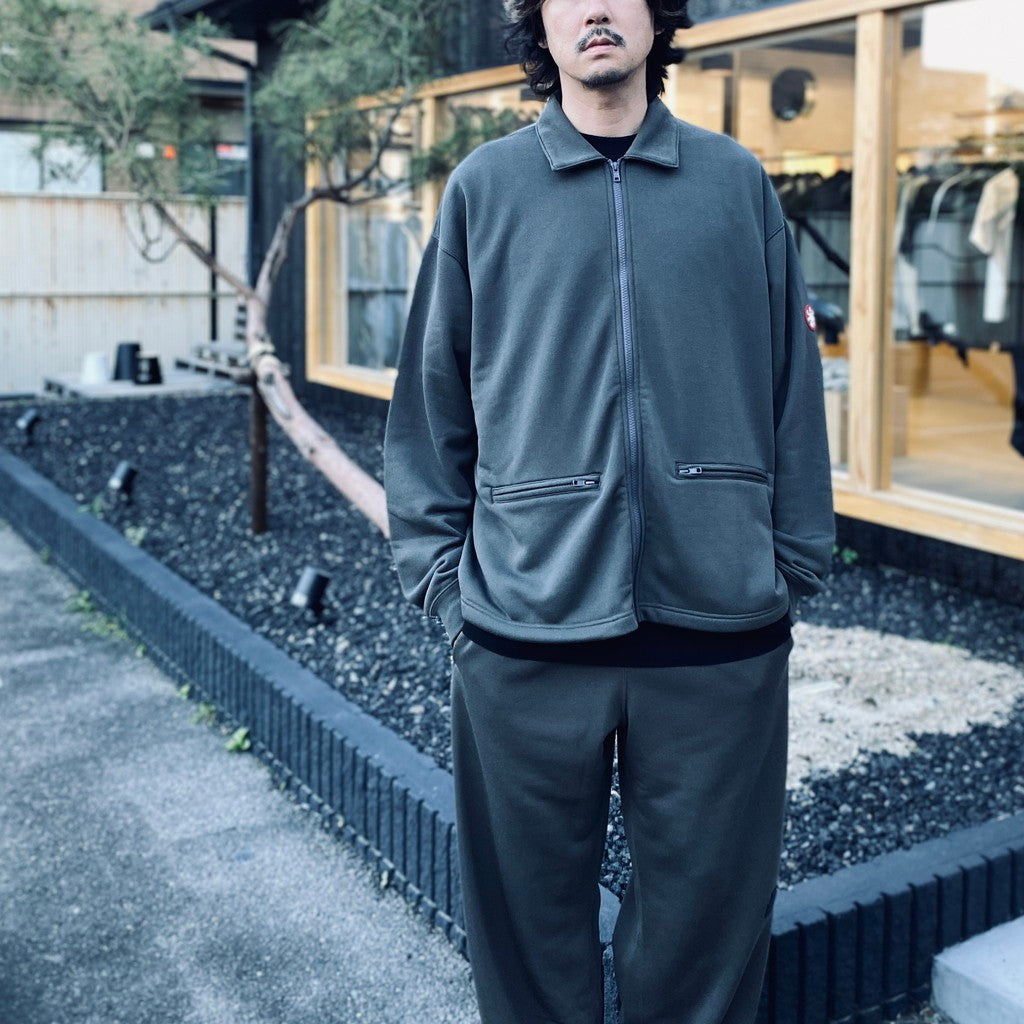 PE JERSEY COLLARED ZIP UP #CHARCOAL [CES29CS19]