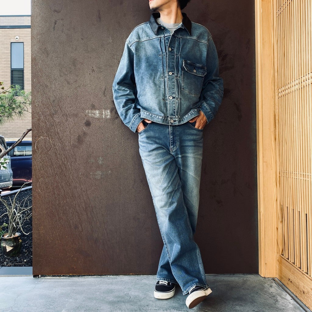 Leather Collar Denim Jacket #Indigo [SD26F-JK01]