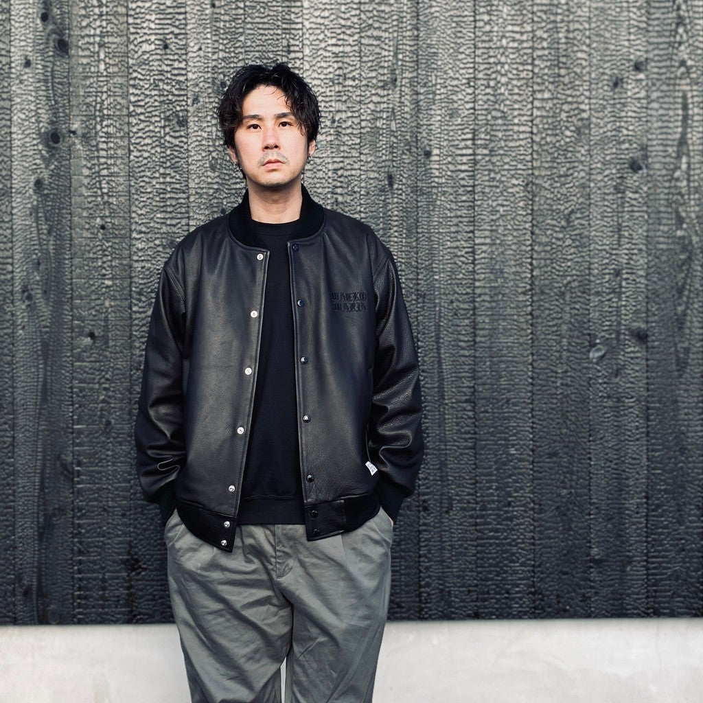 LEATHER VARSITY JACKET ( TYPE-2 ) #BLACK [26SSE-WMO-BL02