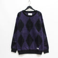 of_DIAMOND MOHAIR CREW NECK SWEATER #PURPLE [23FW-WMK-KN18]