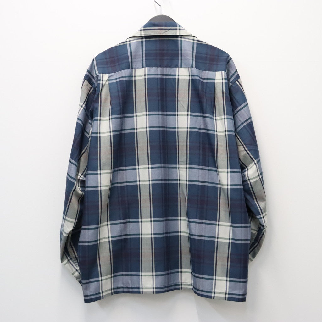 TECH SPORTS OPEN COLLAR SHIRT L/S BIG TARTAN #NAVY [BE-81026W]