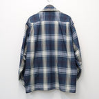 TECH SPORTS OPEN COLLAR SHIRT L/S BIG TARTAN #NAVY [BE-81026W]