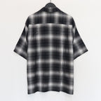 漸層格紋開領襯衫 短袖（TYPE-2）#灰色 [25SS-WMS-OC03]