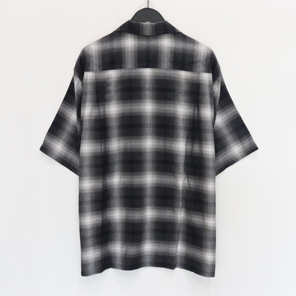 漸層格紋開領襯衫 短袖（TYPE-2）#灰色 [25SS-WMS-OC03]