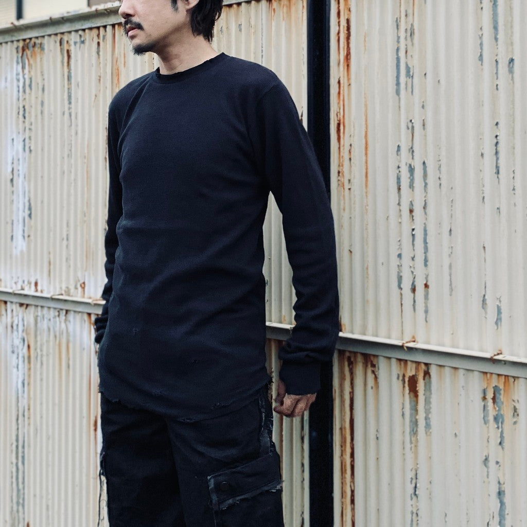 Combat Long Thermal With Damaged (CLASSIC WAFFLE KNIT) #BLACK [M-P2-TP6]