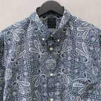 TECH BUTTON DOWN L/S SHIRT PAISLEY #NAVY [BE-81024]