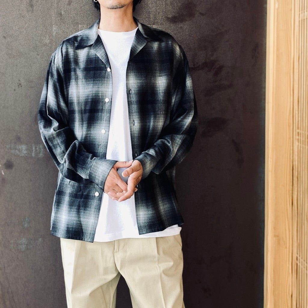 OMBRE CHECK OPEN COLLAR SHIRT L/S ( TYPE-1 ) #GRAY [26FWE-WMS-OC01]
