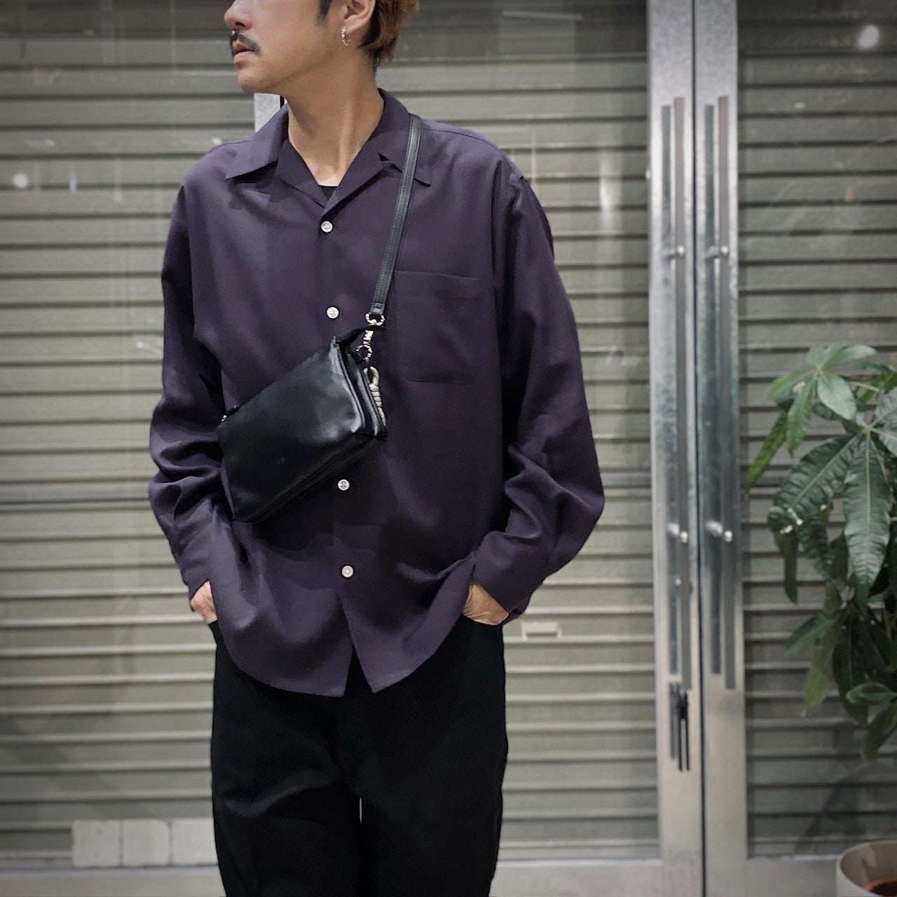 TECH LEATHER MINI CLUTCH SHOULDER #BLACK [FLE34251B0003]