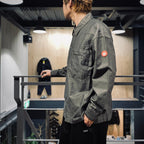 COTTON LINEN CASUAL SHIRT #CHARCOAL [CES27SH05]