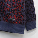 LEOPARD MOHAIR CREW NECK SWEATER #NAVY [25FW-WMK-KN07]