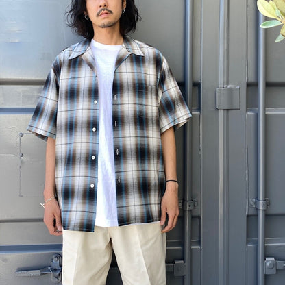 wt_OMBRE CHECK OPEN COLLAR SHIRT S/S -TYPE 2- #WHITE [24SS-WMS-OC11]