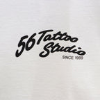 56 TATTOO STUDIO | WASHED HEAVY WEIGHT CREW NECK T-SHIRT #WHITE [56TS-WM-WT01]