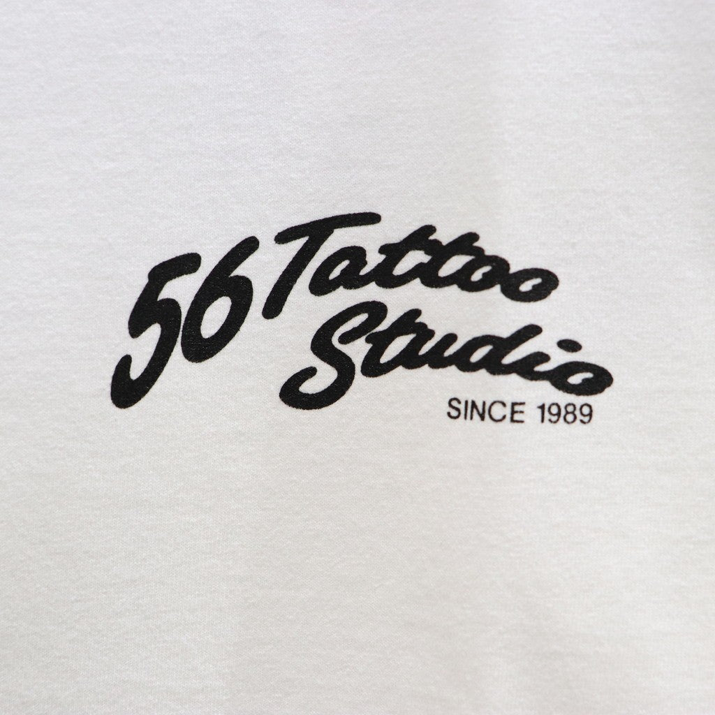 56 TATTOO STUDIO | WASHED HEAVY WEIGHT CREW NECK T-SHIRT #WHITE [56TS-WM-WT01]