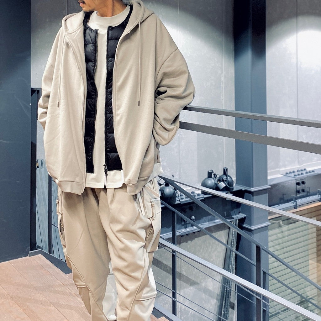 CREW NECK W-ZIP DOWN JKT #BLACK [TAION-104WZ]