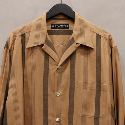 STRIPED OPEN COLLAR SHIRT L/S ( TYPE-1 ) #BROWN [24FW-WMS-OC05]