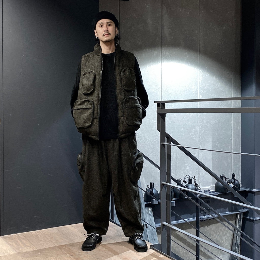 TWEED CARGO PANTS #OLIVE [FW23-B01] – cocorozashi