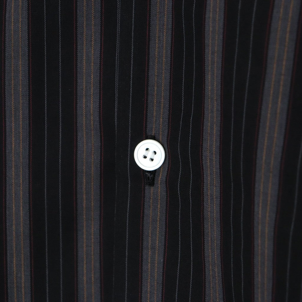 STRIPED OPEN COLLAR SHIRT S/S ( TYPE-2 ) #BLACK [25SS-WMS-OC04]