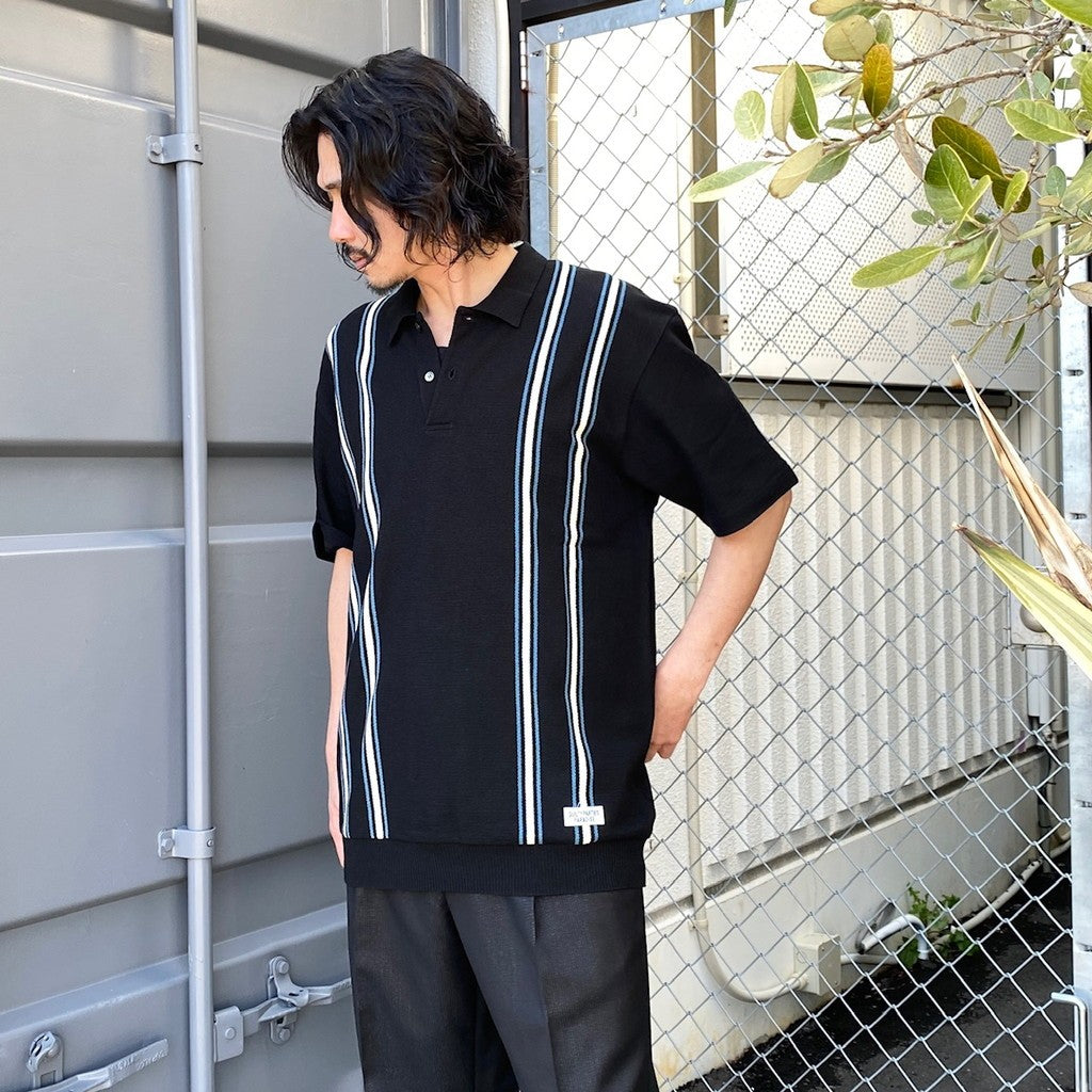 STRIPED KNIT POLO SHIRT #BLACK [24SS-WMK-KN12]