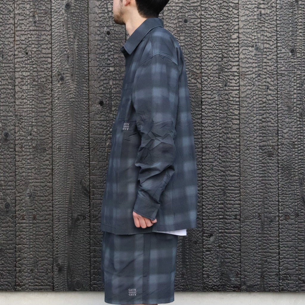 TASLAN NYLON CHECK SHIRT #BLACK [CCC-261W003]