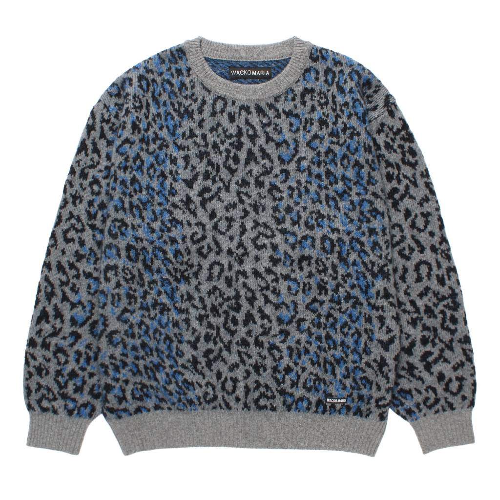 LEOPARD MOHAIR CREW NECK SWEATER #GRAY [25FW-WMK-KN07]