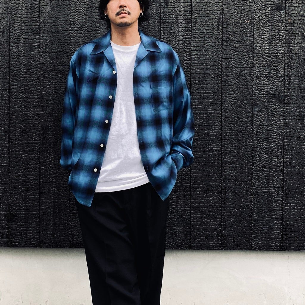 OMBRE CHECK OPEN COLLAR SHIRT L/S ( TYPE-5 ) #BLUE [26FW-WMS-OC08]