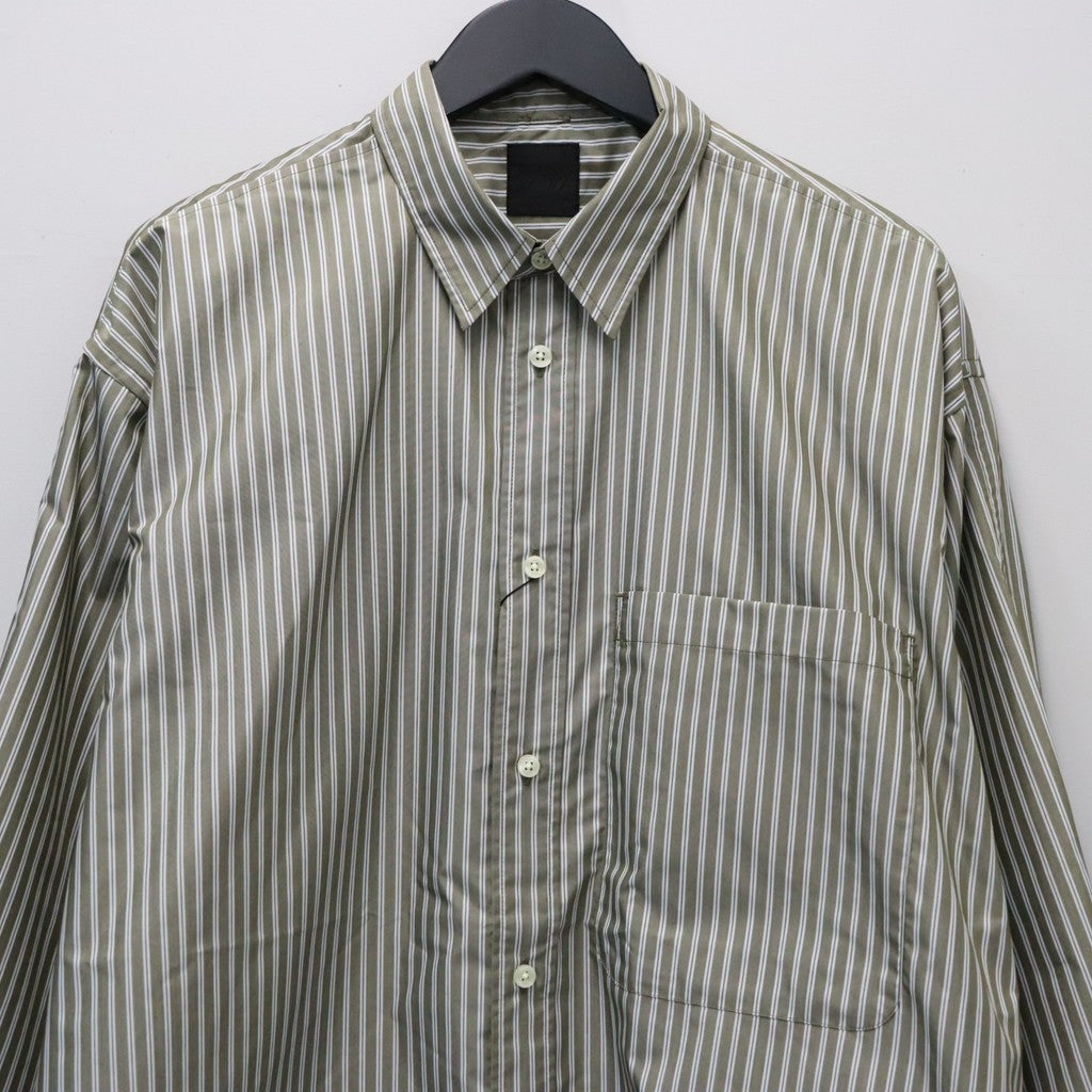 TECH REGULAR COLLAR SHIRT L/S STRIPE #LT.BROWN [BE-83026W]