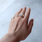 Signet Ring with Gray & Gold Flower #SILVER [XOR125]