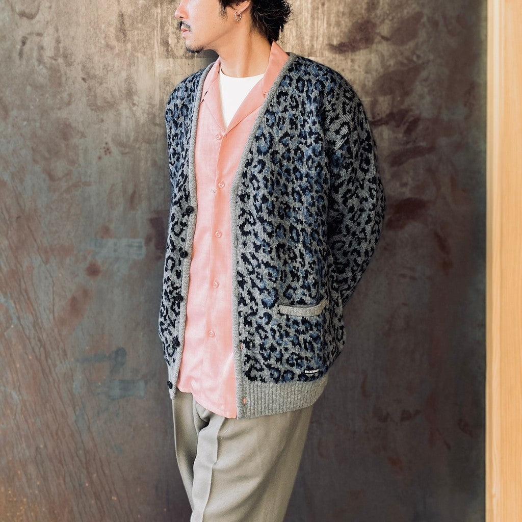 LEOPARD MOHAIR CARDIGAN #GRAY [25FW-WMK-KN08]