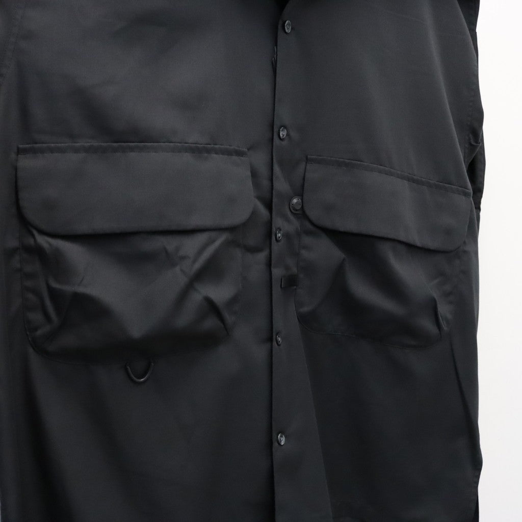 TECH SPORTS OPEN COLLAR SHIRT L/S SOLID #BLACK [BE-82026W]