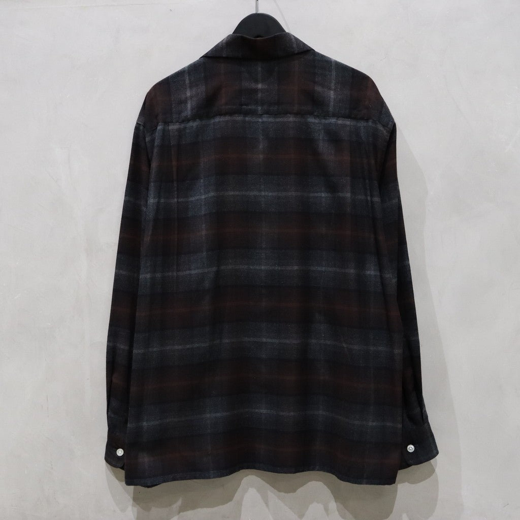 OMBRE CHECK OPEN COLLAR SHIRT L/S ( TYPE-3 ) #BROWN [24FW-WMS-OC03]