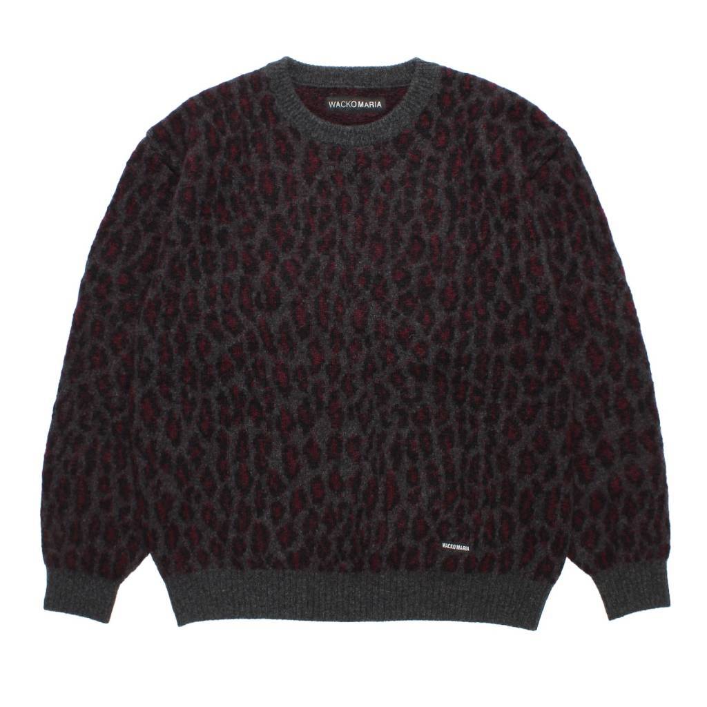 LEOPARD MOHAIR JACQUARD CREW NECK SWEATER #CHARCOAL [26FW-WMK-KN16]