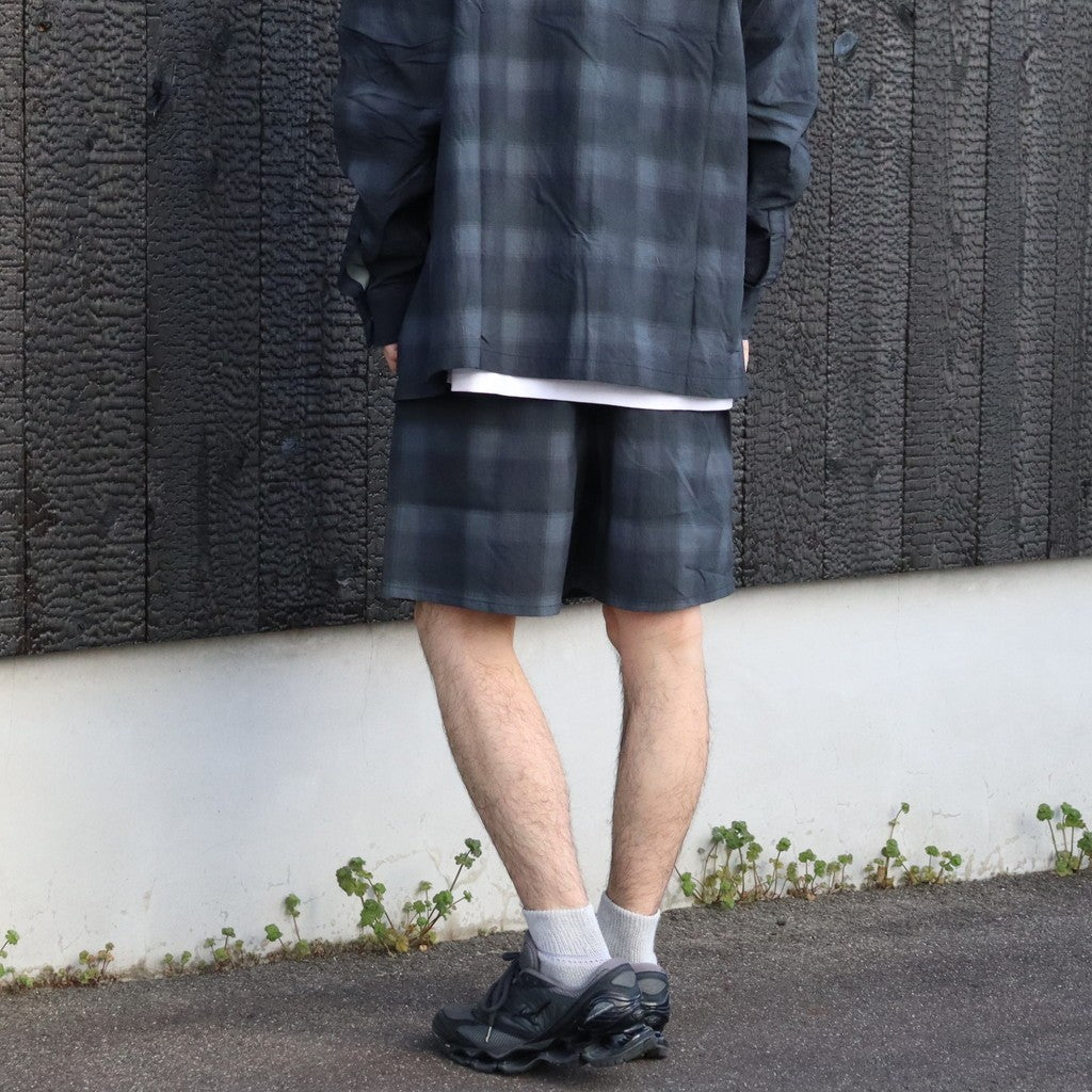 TASLAN NYLON CHECK EASY SHORTS #BLACK [CCC-261P004]