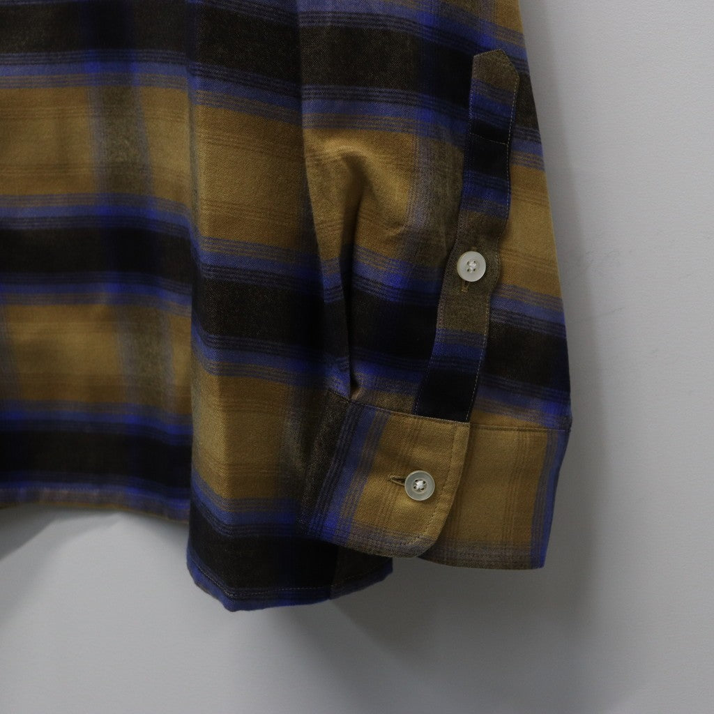 OMBRE CHECK OPEN COLLAR SHIRT L/S ( TYPE-2 ) #L-BROWN [25FW-WMS-OC06]