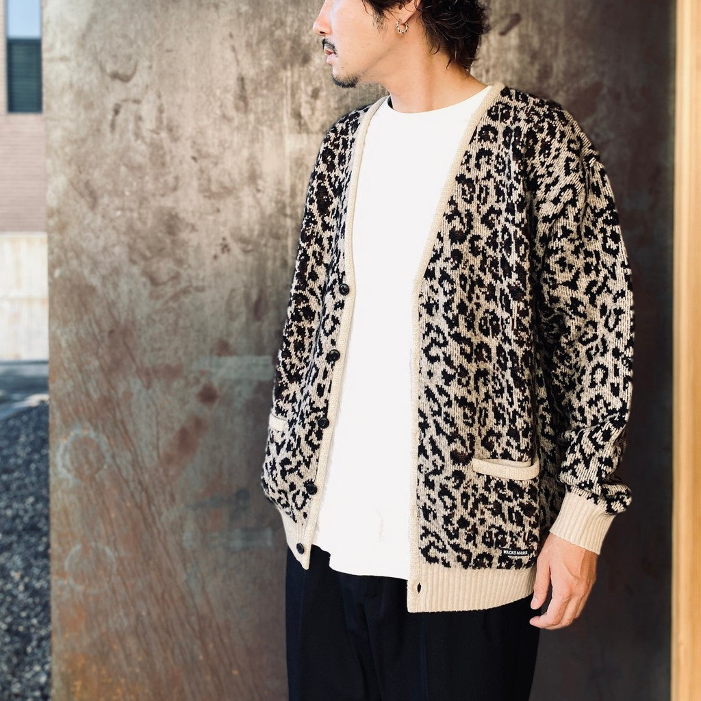 LEOPARD MOHAIR CARDIGAN #IVORY [25FW-WMK-KN08]
