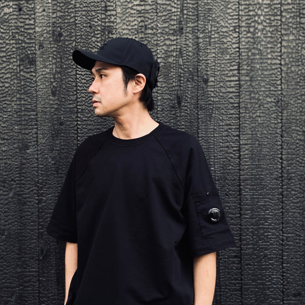 LIGHT FLEECE SHORT SLEEVE SWEATSHIRT #BLACK 999 [20CMSS034A-002246G]