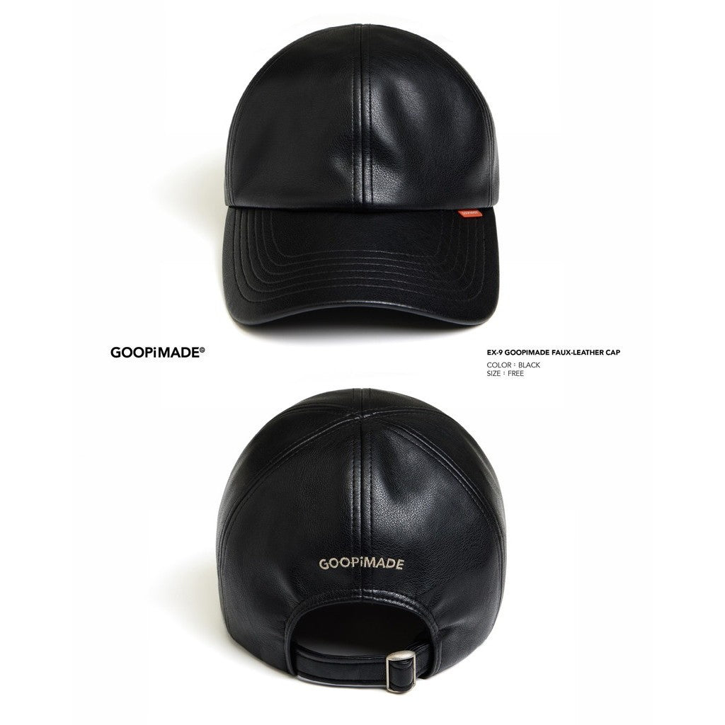 EX-9 GOOPiMADE Faux-Leather Cap #Black [GOOPI-26SS-JUL-04]