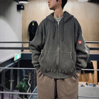 OVERDYE WIDE RIB CUT ZIP HOODY #CHARCOAL [CES27CS18]