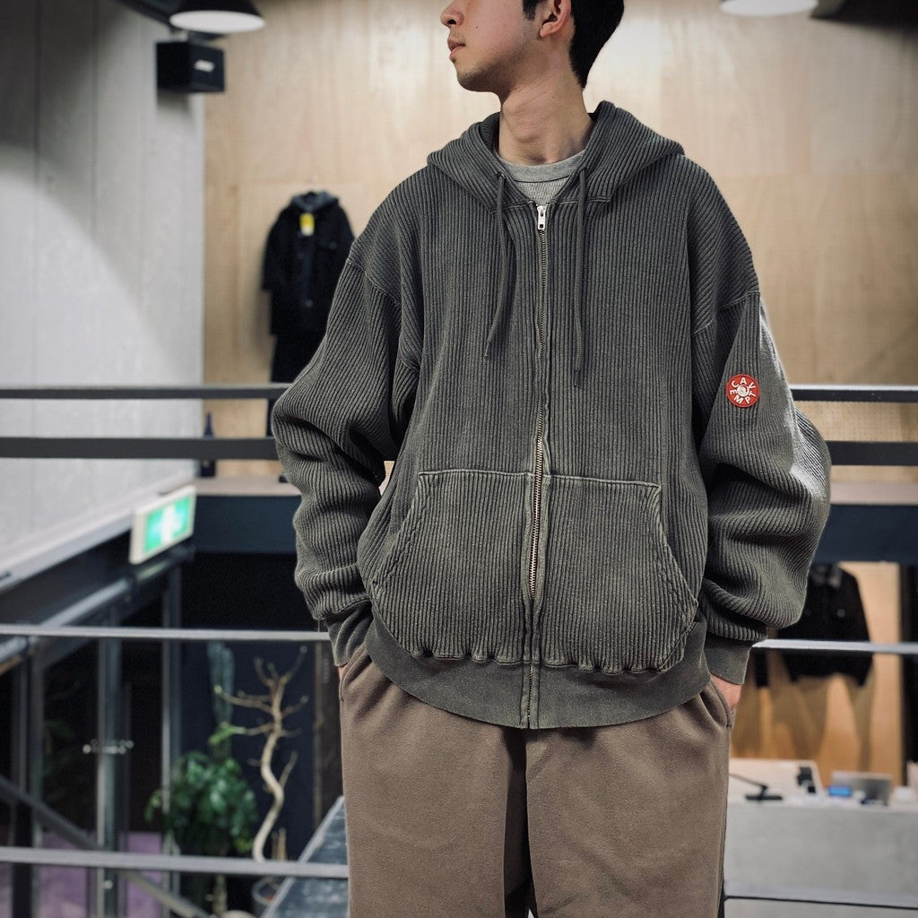 OVERDYE WIDE RIB CUT ZIP HOODY #CHARCOAL [CES27CS18]