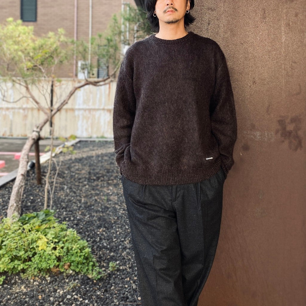 MIX MOHAIR CREW NECK SWEATER #BROWN [26FW-WMK-KN03]