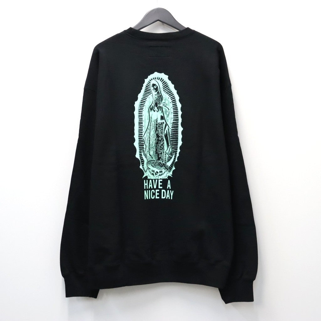 WASHED MIDDLE WEIGHT CREW NECK SWEAT SHIRT ( TYPE-3 ) #BLACK/GREEN [26FWE-WMC-SS05]