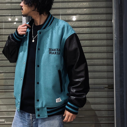 LEATHER VARSITY JACKET -B- -TYPE 2- #EMERALD [24SS-WMO-BL10]