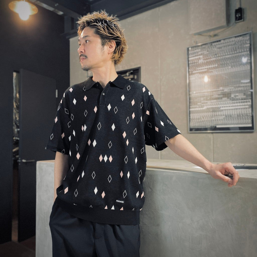 DIAMOND KNIT POLO SHIRT #BLACK [25SS-WMK-KN21]