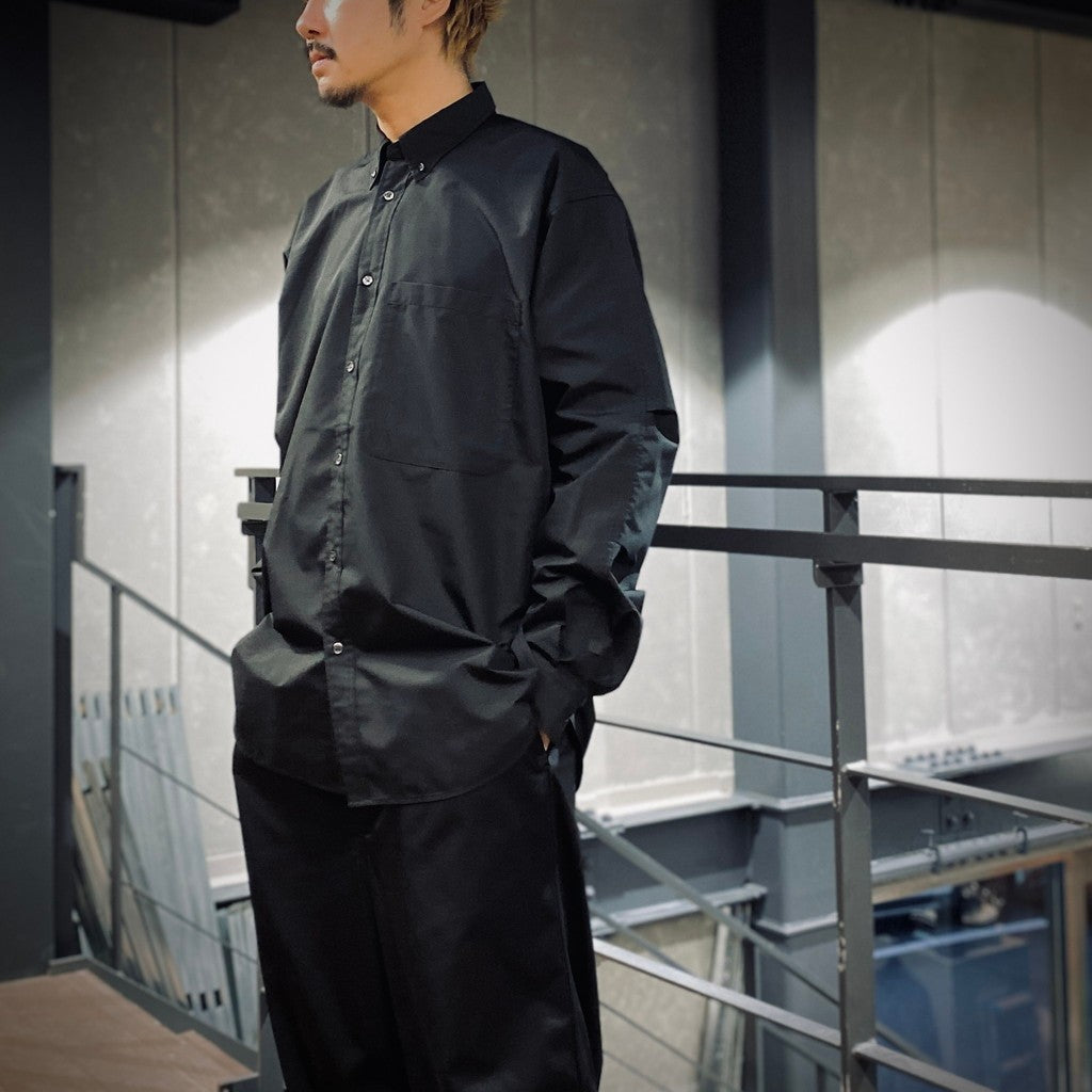 TECH BUTTON DOWN SHIRT L/S #BLACK [BE-80025]