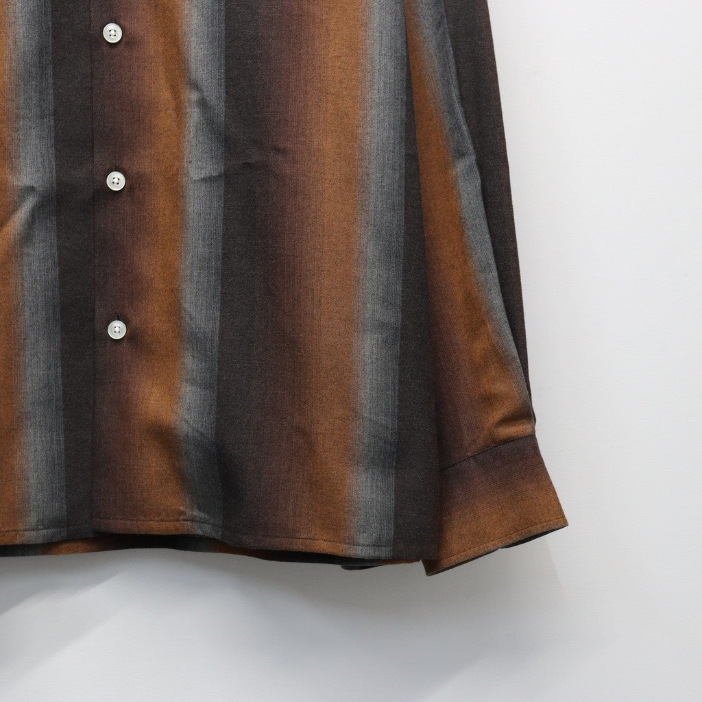 STRIPED OPEN COLLAR SHIRT L/S #BROWN [25FW-WMS-OC07]