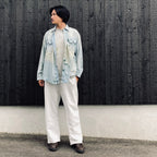 PAINT STAINED CHAMBRAY SHIRT, VENT HOLES #AGED INDIGO [BW252-PSCSV]