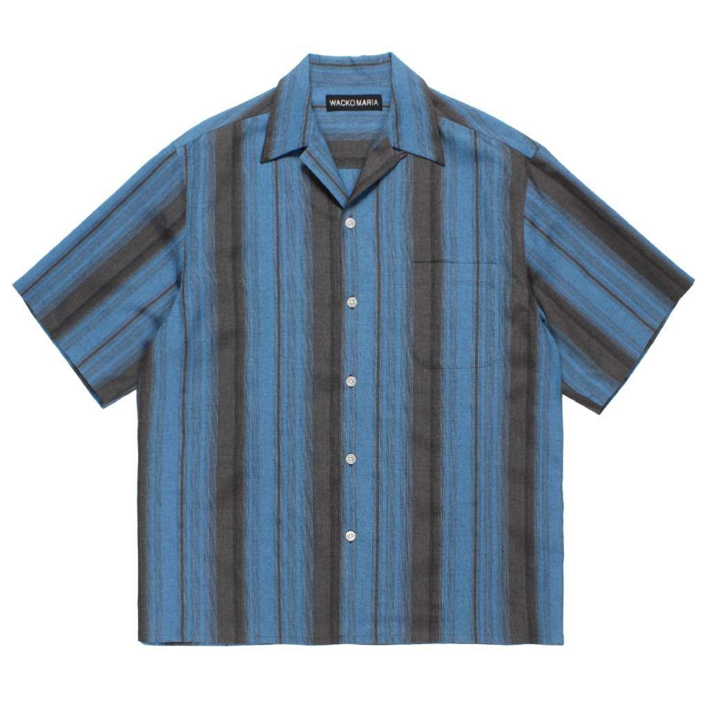 OMBRE STRIPED OPEN COLLAR SHIRT S/S #BLUE [26SS-WMS-OC12]