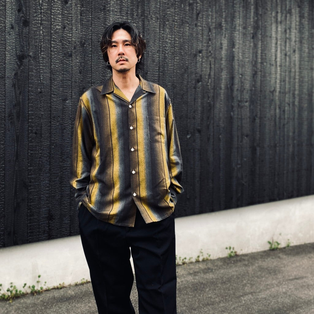 OMBRE STRIPED OPEN COLLAR SHIRT L/S #YELLOW [26SS-WMS-OC13